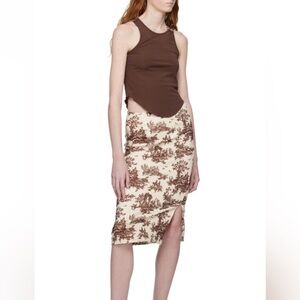 MIAOU - OFF-WHITE & BROWN MONI MIDI SKIRT NWT Sz L